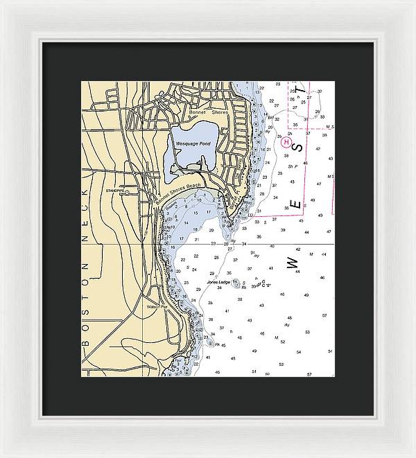 Bonnet Shores-rhode Island Nautical Chart - Framed Print