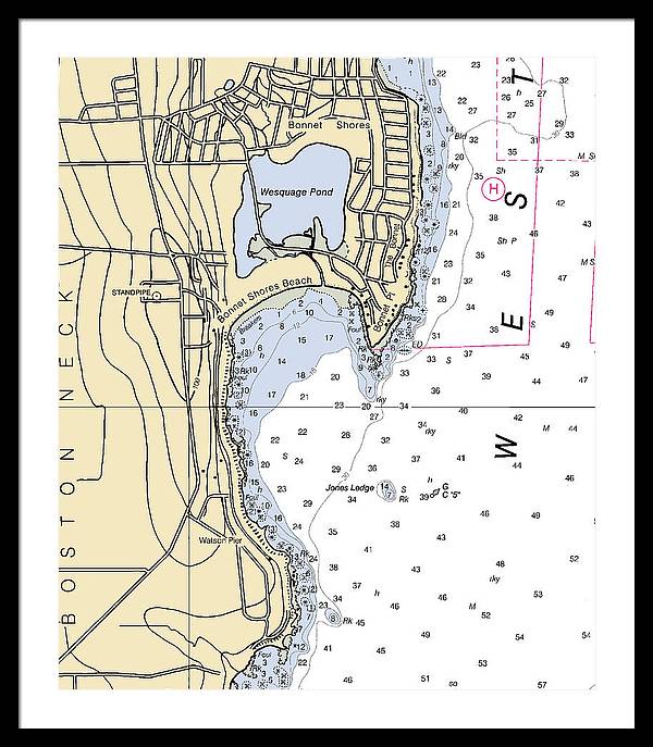 Bonnet Shores-rhode Island Nautical Chart - Framed Print