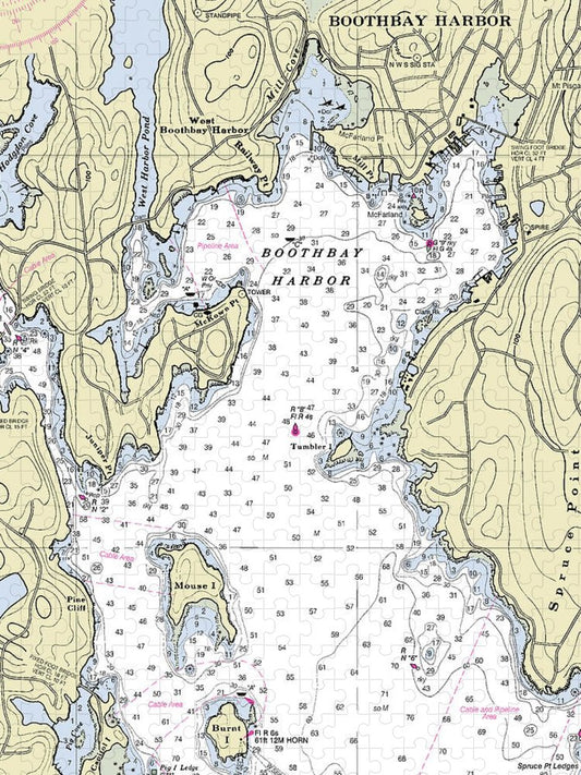 Boothbay Harbor Maine Nautical Chart Puzzle