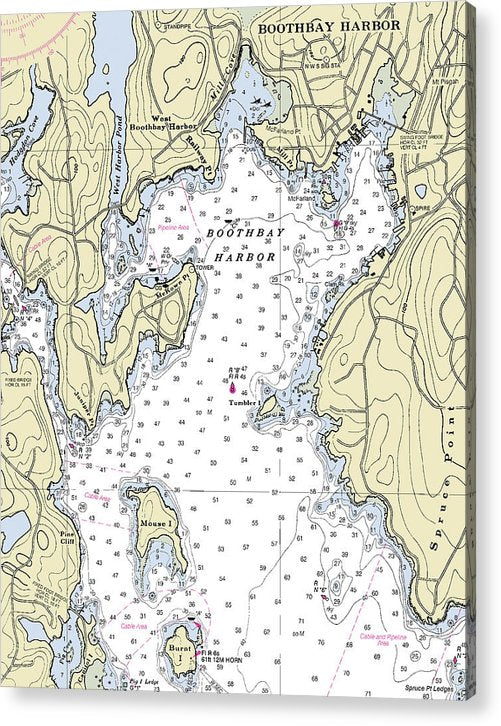 Boothbay Harbor Maine Nautical Chart  Acrylic Print