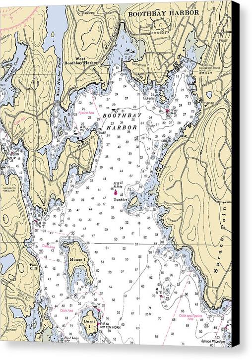 Boothbay Harbor-maryland Nautical Chart - Canvas Print