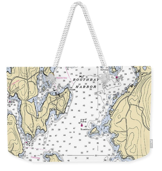 Boothbay Harbor-maryland Nautical Chart - Weekender Tote Bag