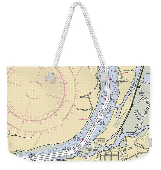 Bordenton-new Jersey Nautical Chart - Weekender Tote Bag