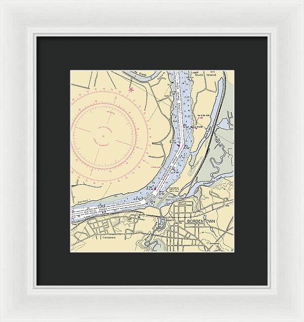 Bordenton-new Jersey Nautical Chart - Framed Print