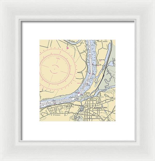 Bordenton-new Jersey Nautical Chart - Framed Print