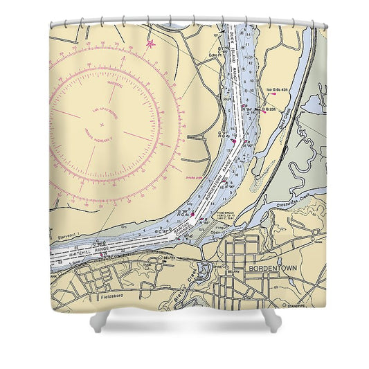 Bordenton New Jersey Nautical Chart Shower Curtain