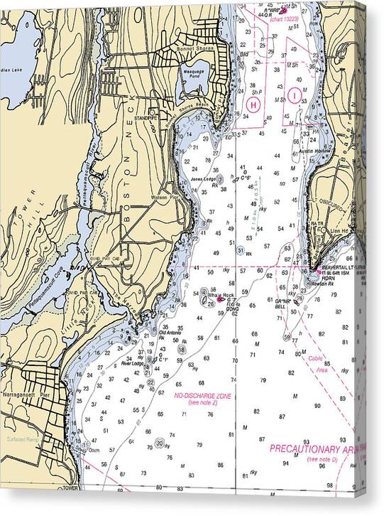 Boston Neck-Rhode Island Nautical Chart Canvas Print