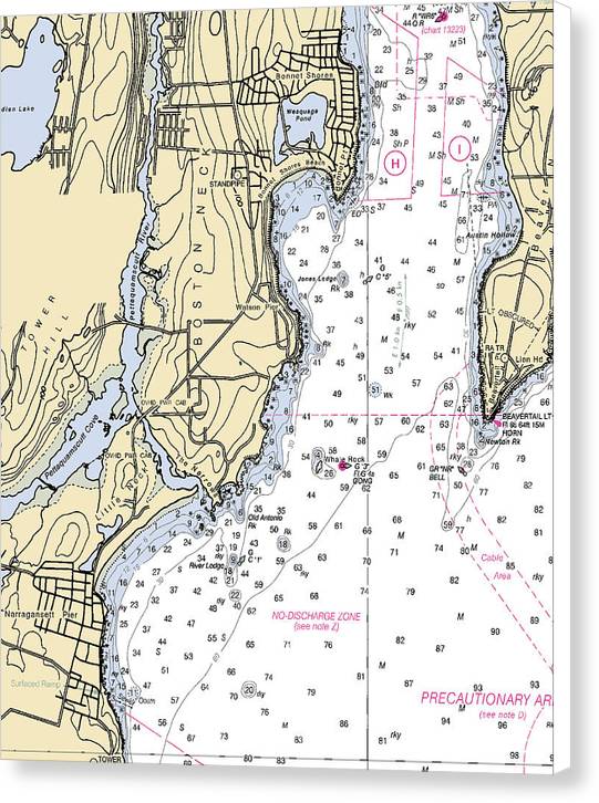 Boston Neck-rhode Island Nautical Chart - Canvas Print