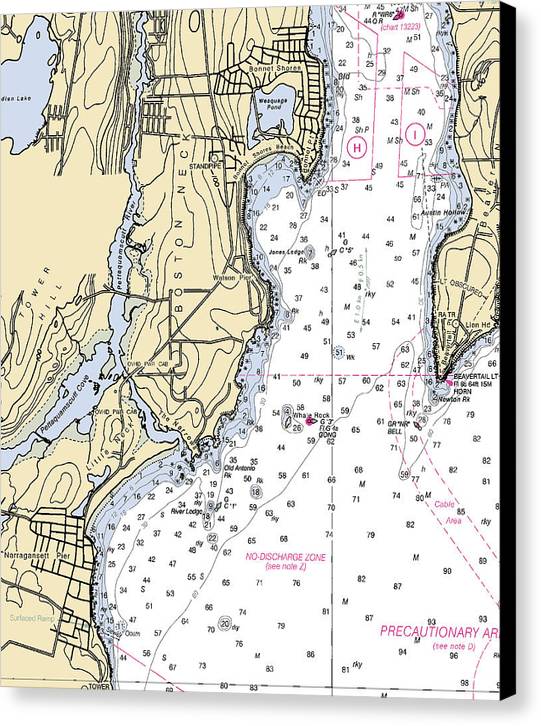 Boston Neck-rhode Island Nautical Chart - Canvas Print