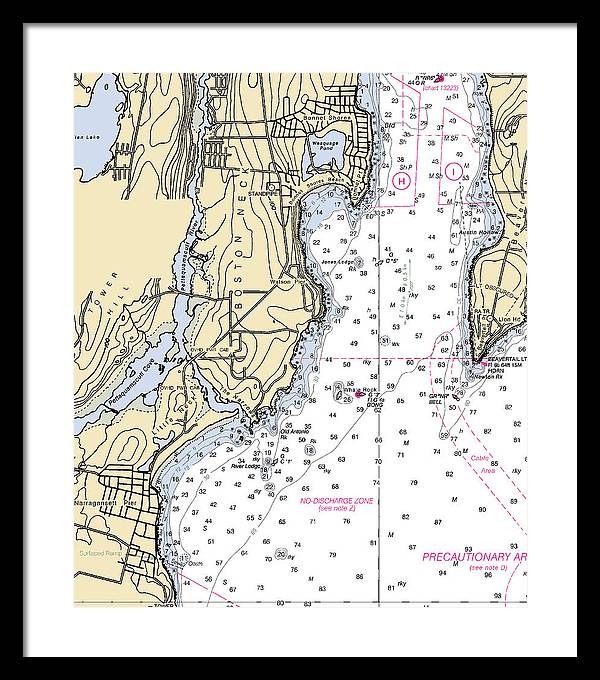 Boston Neck-rhode Island Nautical Chart - Framed Print