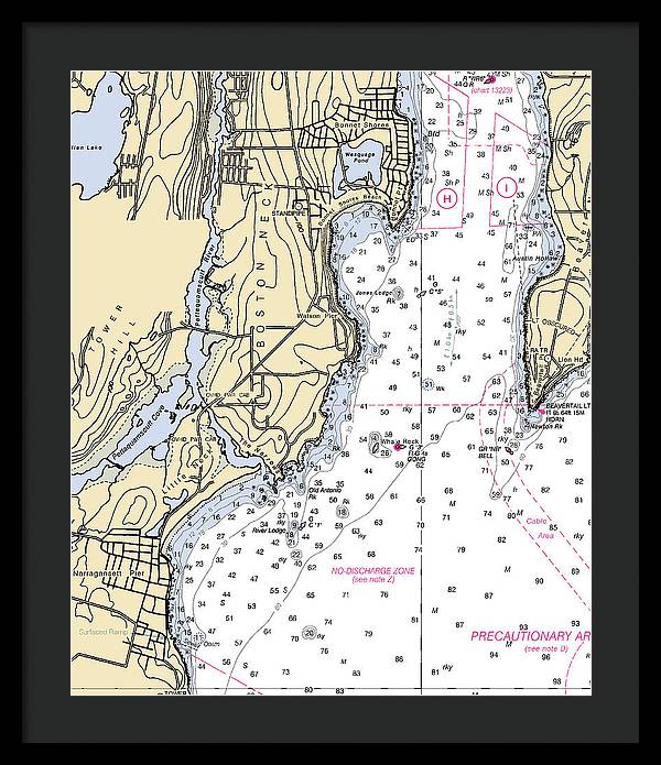 Boston Neck-rhode Island Nautical Chart - Framed Print