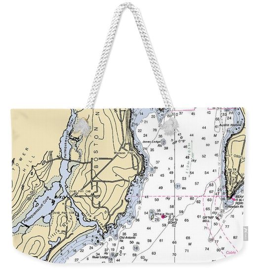 Boston Neck-rhode Island Nautical Chart - Weekender Tote Bag