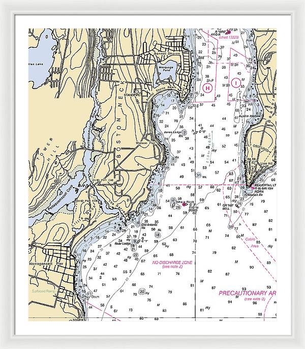 Boston Neck-rhode Island Nautical Chart - Framed Print