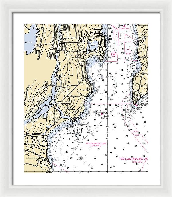 Boston Neck-rhode Island Nautical Chart - Framed Print