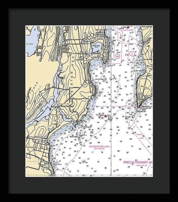 Boston Neck-rhode Island Nautical Chart - Framed Print