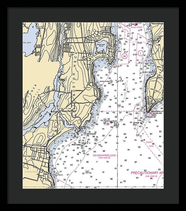 Boston Neck-rhode Island Nautical Chart - Framed Print