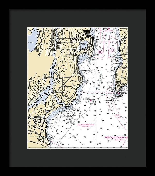 Boston Neck-rhode Island Nautical Chart - Framed Print