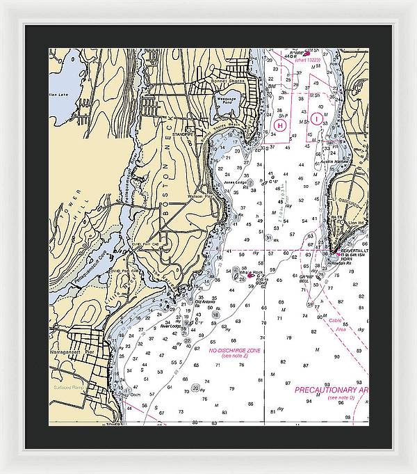 Boston Neck-rhode Island Nautical Chart - Framed Print