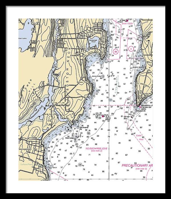 Boston Neck-rhode Island Nautical Chart - Framed Print