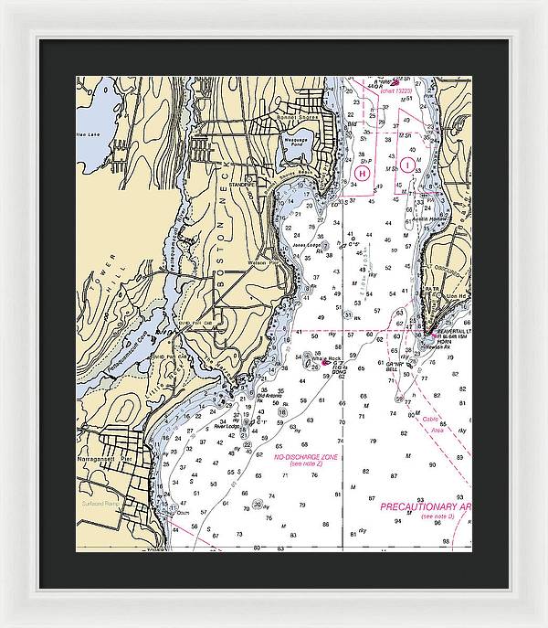 Boston Neck-rhode Island Nautical Chart - Framed Print