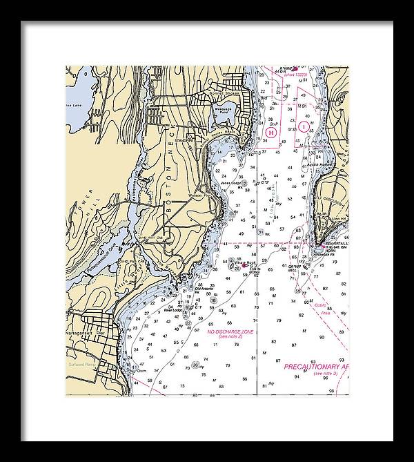 Boston Neck-rhode Island Nautical Chart - Framed Print