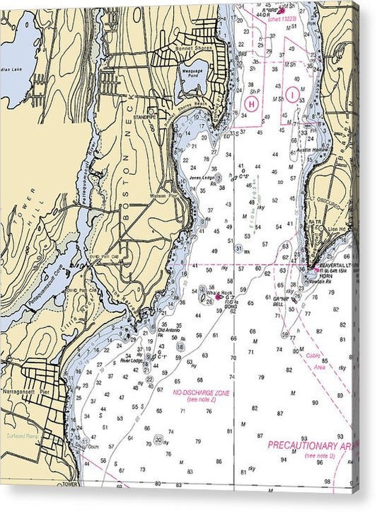 Boston Neck-Rhode Island Nautical Chart  Acrylic Print