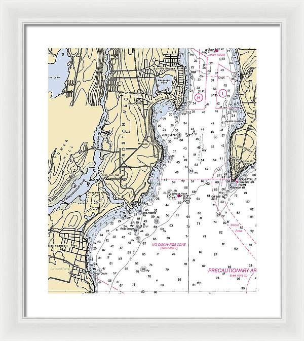 Boston Neck-rhode Island Nautical Chart - Framed Print