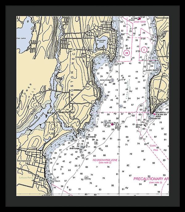 Boston Neck-rhode Island Nautical Chart - Framed Print