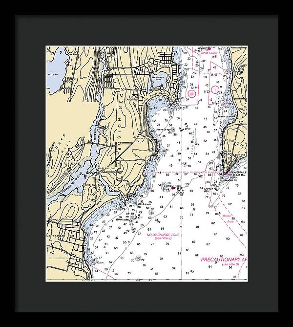 Boston Neck-rhode Island Nautical Chart - Framed Print