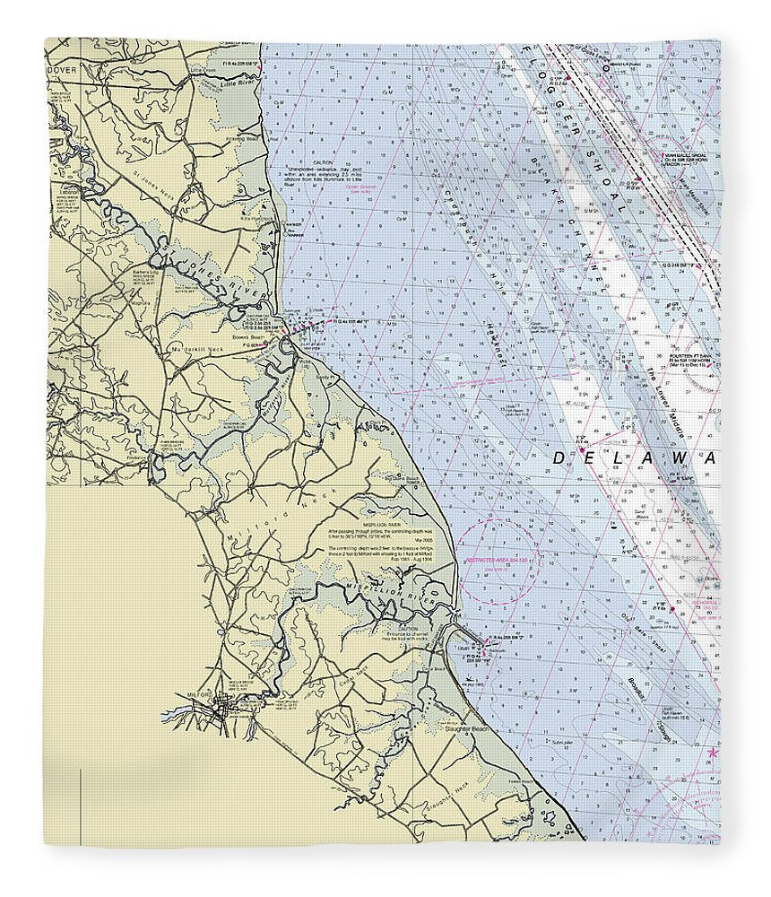 Bowers Beach Delaware Nautical Chart Blanket