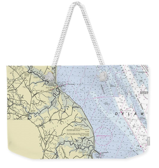 Bowers Beach Delaware Nautical Chart - Weekender Tote Bag