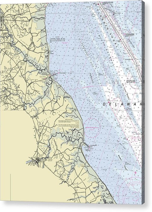 Bowers Beach Delaware Nautical Chart  Acrylic Print