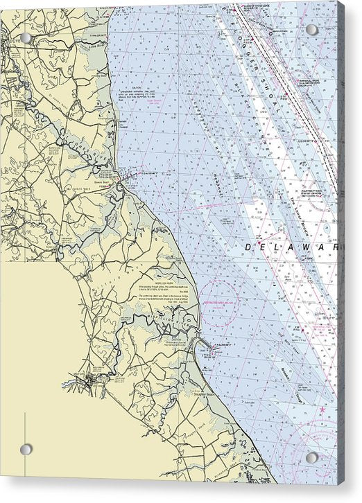 Bowers Beach Delaware Nautical Chart - Acrylic Print