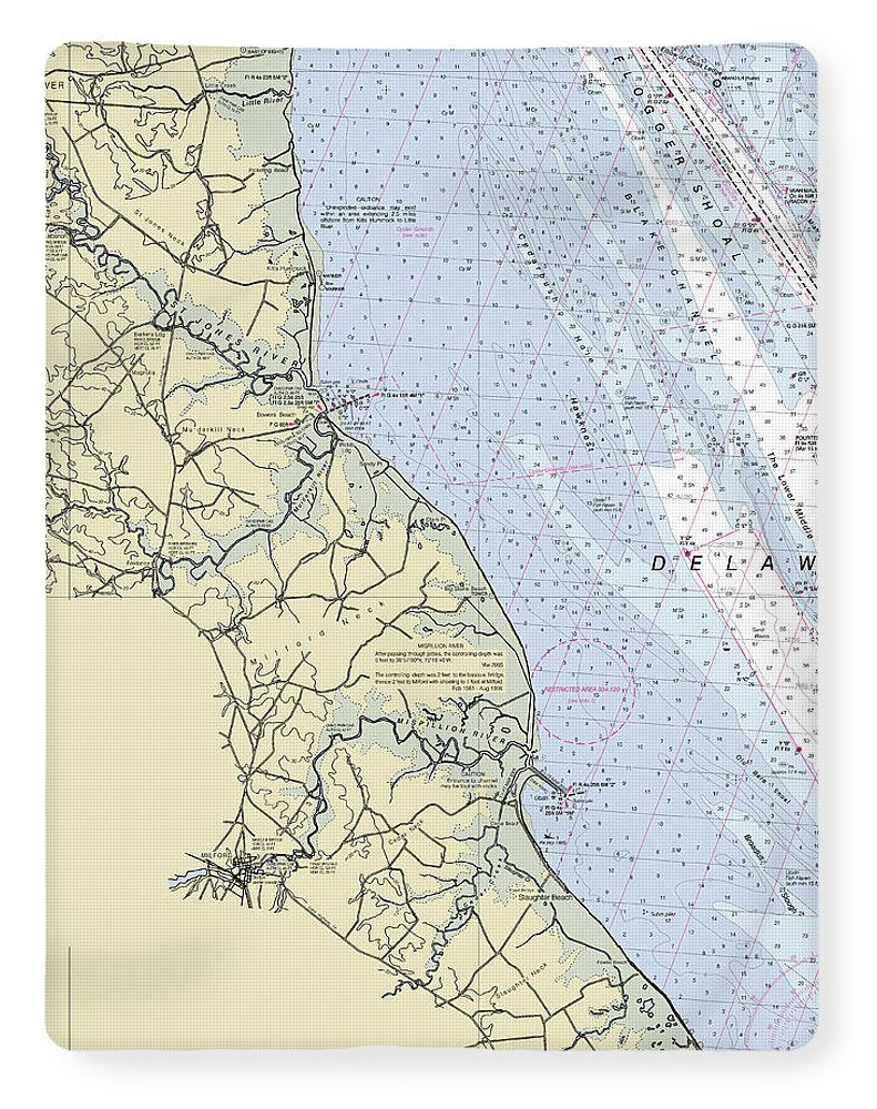 Bowers Beach Delaware Nautical Chart - Blanket