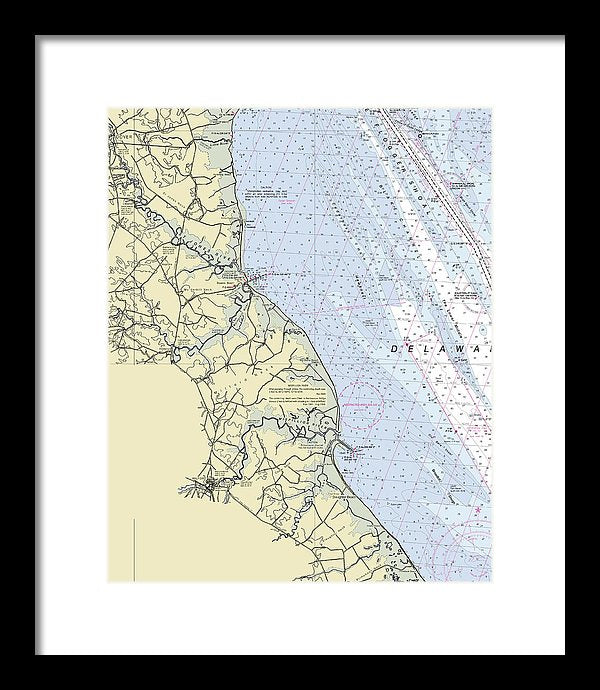 Bowers Beach Delaware Nautical Chart - Framed Print