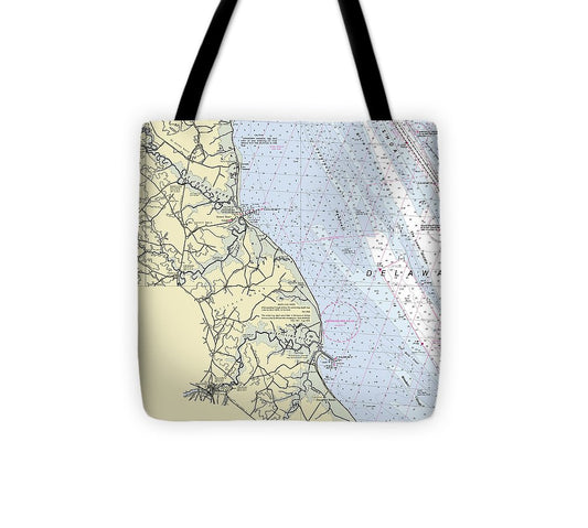 Bowers Beach Delaware Nautical Chart Tote Bag