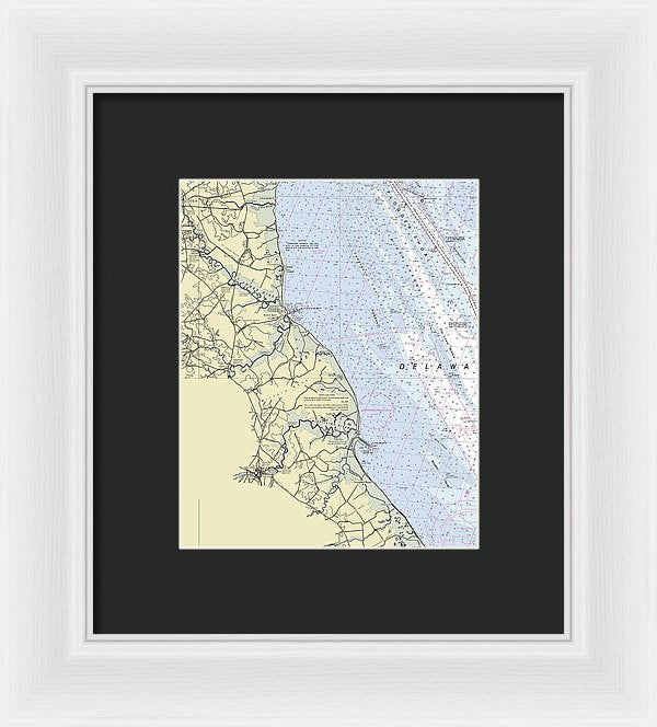 Bowers Beach Delaware Nautical Chart - Framed Print