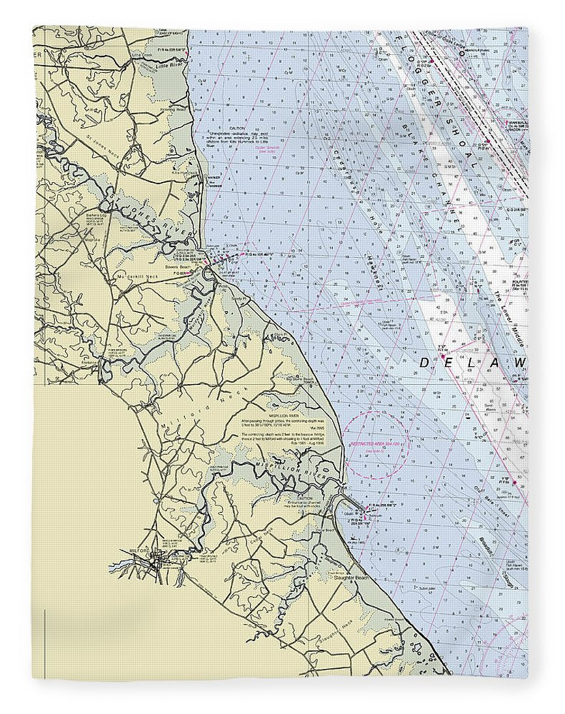 Bowers Beach Delaware Nautical Chart - Blanket