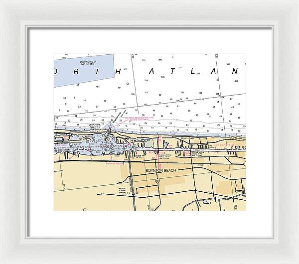 Boynton-beach -florida Nautical Chart _v6 - Framed Print