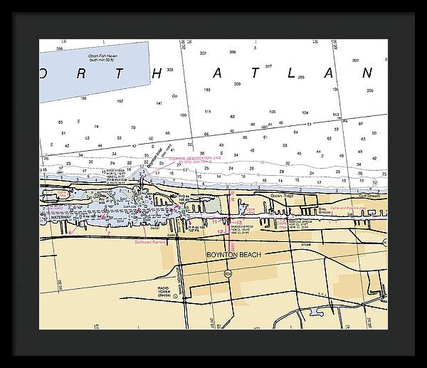 Boynton-beach -florida Nautical Chart _v6 - Framed Print