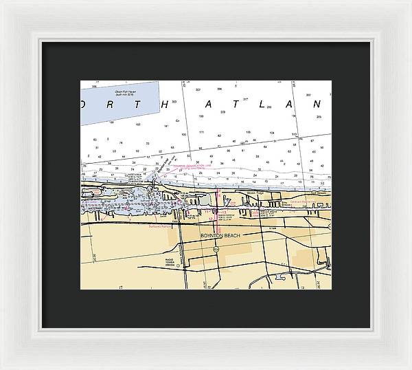 Boynton-beach -florida Nautical Chart _v6 - Framed Print