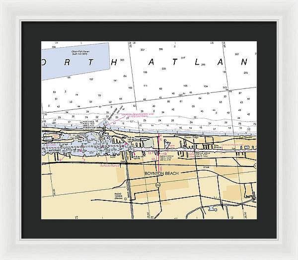 Boynton-beach -florida Nautical Chart _v6 - Framed Print