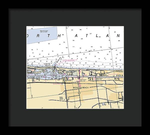 Boynton-beach -florida Nautical Chart _v6 - Framed Print