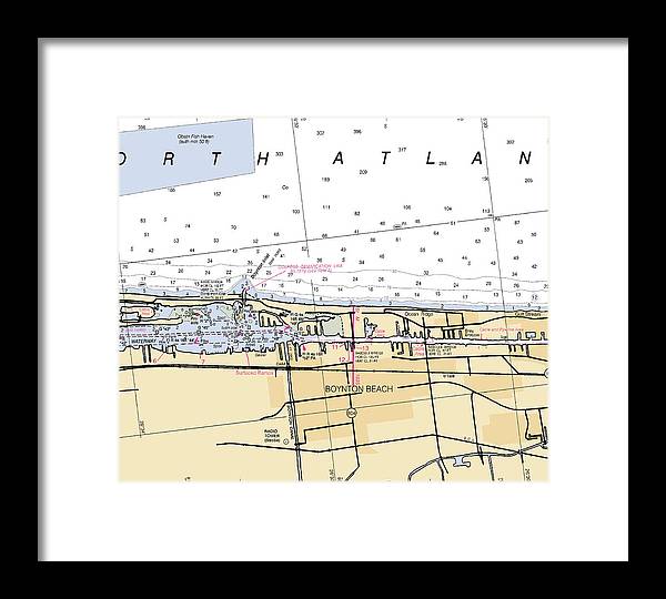 Boynton-beach -florida Nautical Chart _v6 - Framed Print