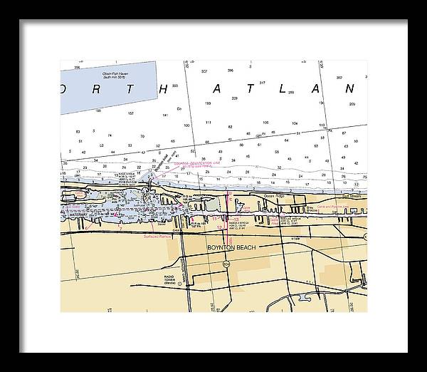 Boynton-beach -florida Nautical Chart _v6 - Framed Print