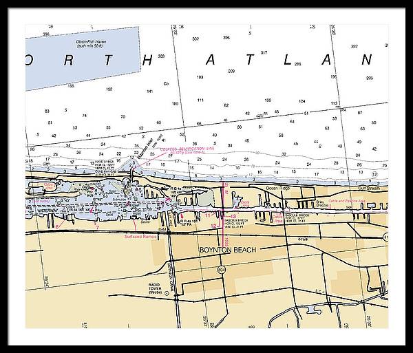 Boynton-beach -florida Nautical Chart _v6 - Framed Print