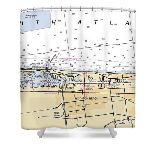 Boynton Beach  Florida Nautical Chart _V6 Shower Curtain