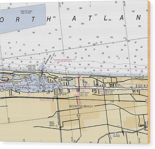 Boynton-Beach -Florida Nautical Chart _V6 Wood Print