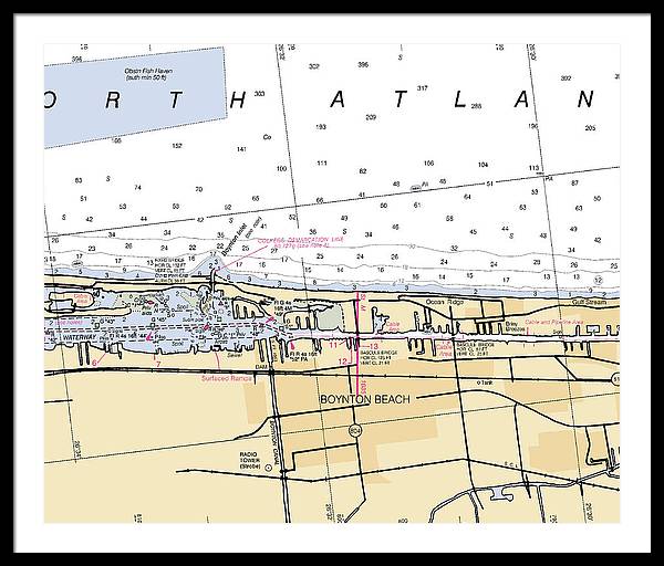 Boynton-beach -florida Nautical Chart _v6 - Framed Print