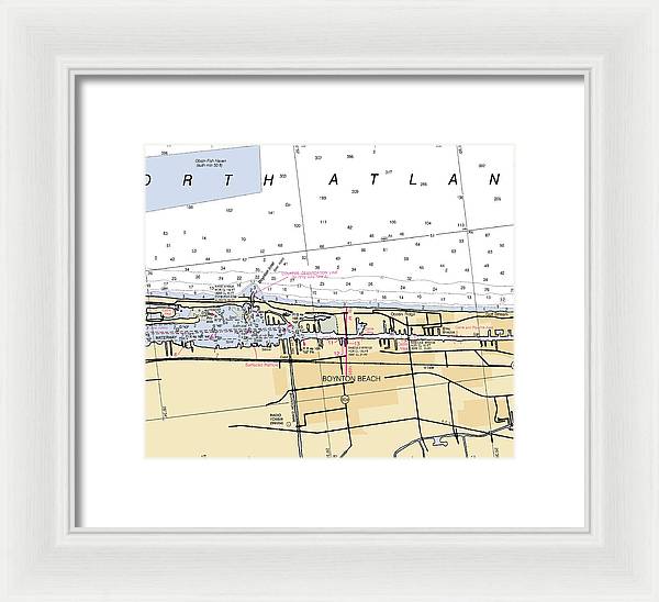 Boynton-beach -florida Nautical Chart _v6 - Framed Print